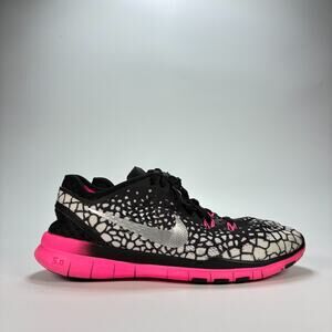 Nike Free 5.0 TR Fit 5 Print Black Pink Running Shoes 704695-012 Women's Size 7